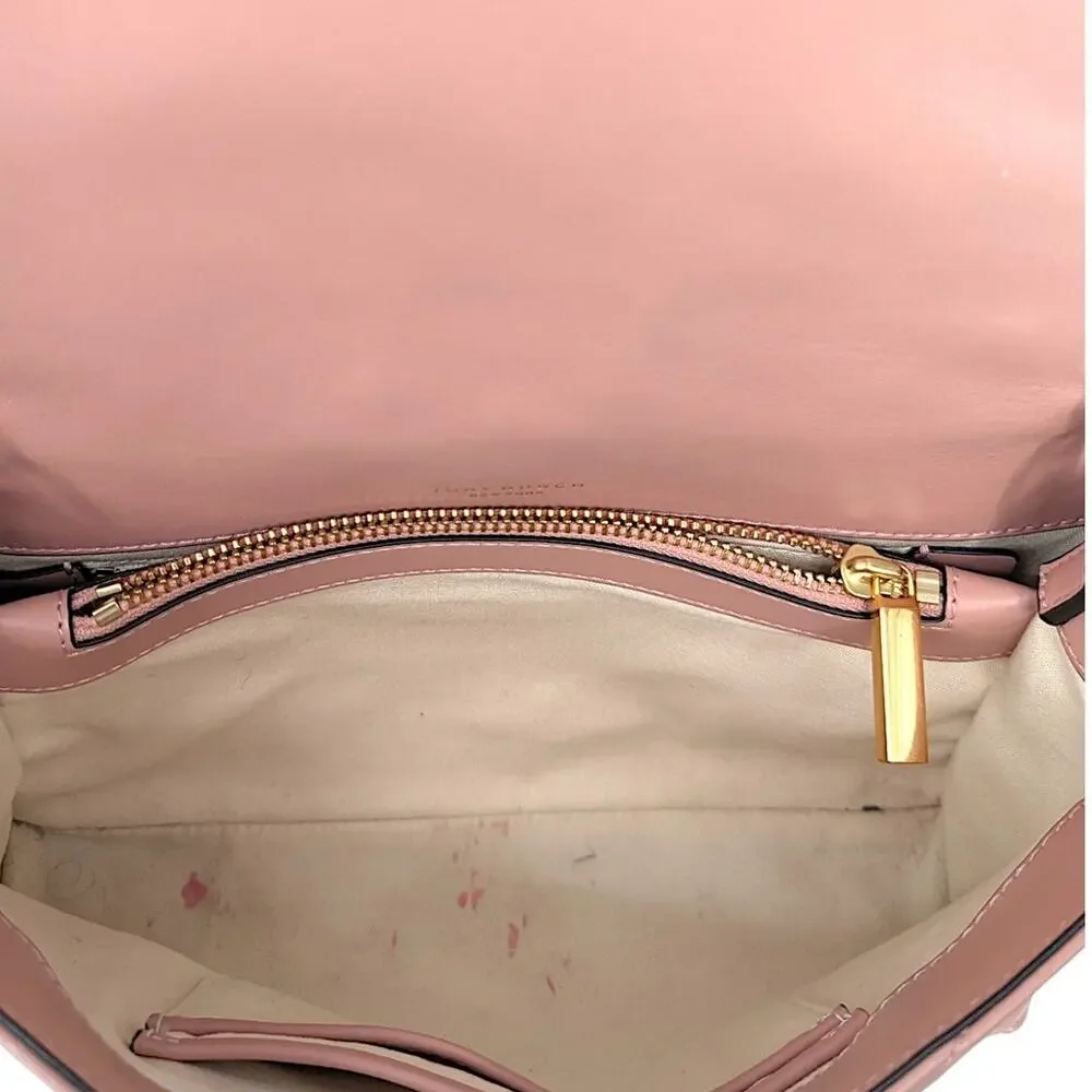 Tory Burch Kira Meadow Sweet Pink Leather Chain Shoulder Bag Gold